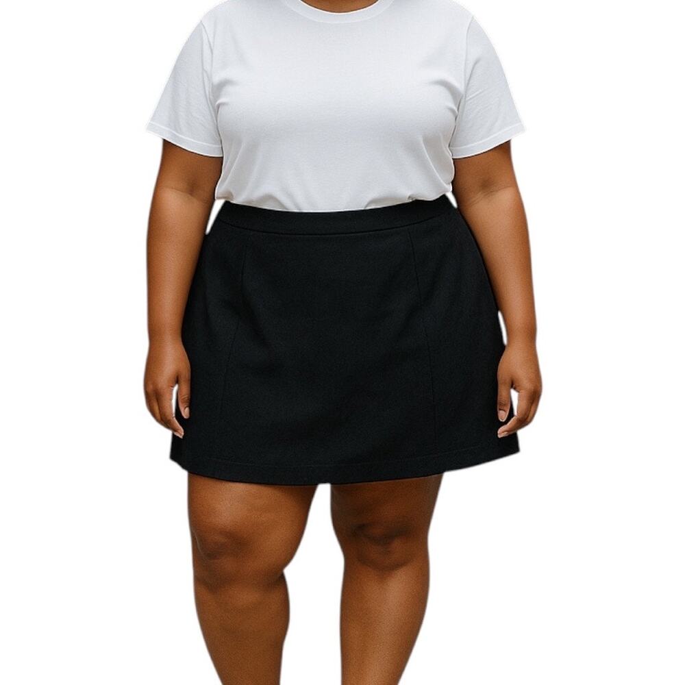 Vintage Women's Faux Suede Classic Pencil Work Skirt Black Size 20W Plus